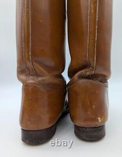 Vintage Military 7 D Brown Leather Cavalry Riding Boots WW2 or Earlier