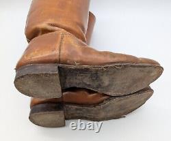 Vintage Military 7 D Brown Leather Cavalry Riding Boots WW2 or Earlier