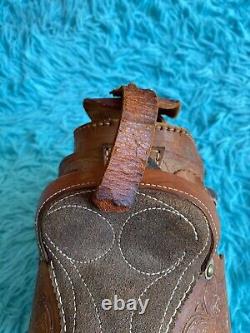 Vintage Mod 801 Artisan Horse Saddle Bag Purse Handtooled Floral Etched Leather