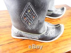 Vintage Mongolian Horse Riding Boots Hand Made Mens Leather Winter Footwear