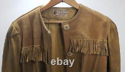 Vintage Native American Style Edmucraft Deerskin Fringe Leather Jacket