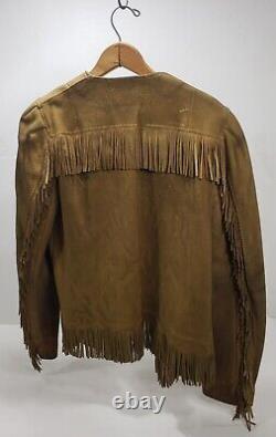 Vintage Native American Style Edmucraft Deerskin Fringe Leather Jacket