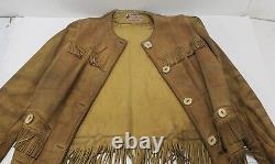 Vintage Native American Style Edmucraft Deerskin Fringe Leather Jacket