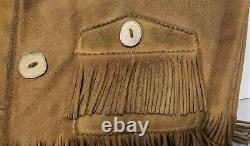 Vintage Native American Style Edmucraft Deerskin Fringe Leather Jacket