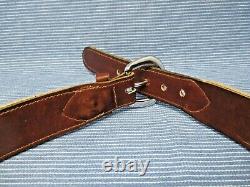 Vintage Needlepoint Leather Belt Horses hand stitched needlework 32-35