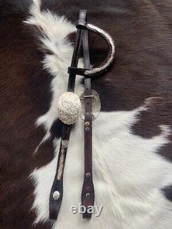 Vintage OLD Moran SOLID Sterling Silver Sliding Ear Headstall 3.25 buckles