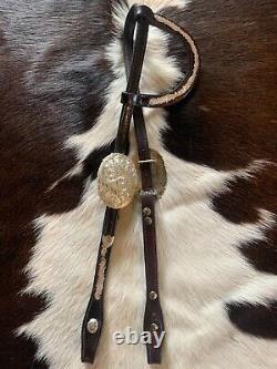 Vintage OLD Moran SOLID Sterling Silver Sliding Ear Headstall 3.25 buckles