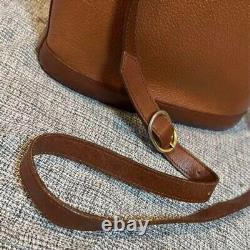 Vintage Old Burberrys Leather Shoulder Bag Brown Nova Check Horse Logo
