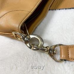 Vintage Old Celine Brown Leather Shoulder Bag Horse Bit Used JPN