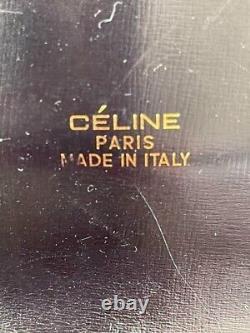 Vintage Old Celine Leather Shoulder Bag Black Gold Carriage Horse Made in Italy