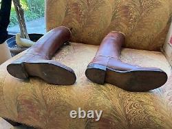 Vintage Oliver Moore Brown Leather Polo Horse Riding Boots With Wood Shoe Trees