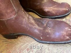 Vintage Oliver Moore Brown Leather Polo Horse Riding Boots With Wood Shoe Trees