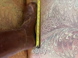 Vintage Oliver Moore Brown Leather Polo Horse Riding Boots With Wood Shoe Trees