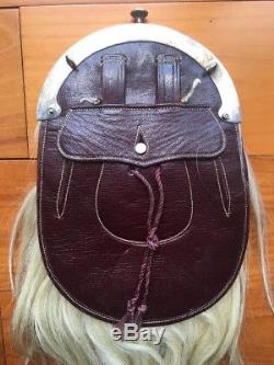 Vintage One Off Silver Leather Horse Or Goats Hair Sporran Full Size Regiment