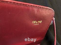 Vintage Original Celine Horse Carriage Hardware Shoulder Bag Bright Red Calf
