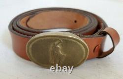 Vintage POLO Ralph Lauren Brown Leather Belt Brass Pony logo Buckle size 36