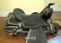 Vintage Parade / Show HORSE SADDLE, Leather, Diamond, 16 Size