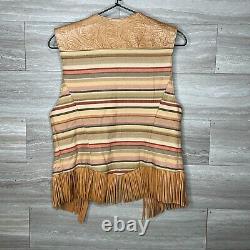 Vintage Patricia Wolf Texas Tan Suede Leather Fringe Horse Vest Brand New