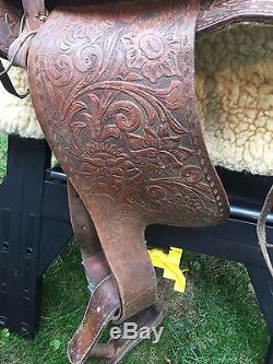 Vintage Pioneer Big Horn Leather Horse Riding Saddle