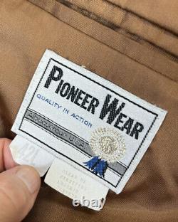 Vintage Pioneer Wear Corduroy Leather Sport Coat Western Jacket Blazer Mens 42L