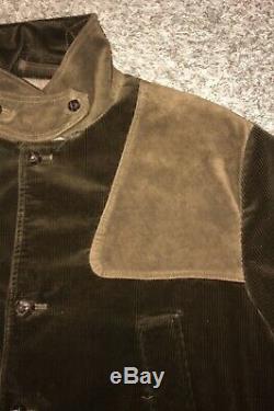 Vintage Polo Ralph Lauren Brown Corduroy Shooting Hunting Jacket Leather XXL