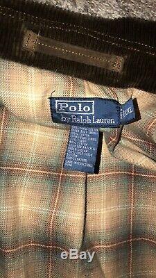 Vintage Polo Ralph Lauren Brown Corduroy Shooting Hunting Jacket Leather XXL