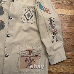 Vintage Polo Ralph Lauren Country Native American Indian Suede Leather Jacket XL