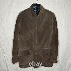 Vintage Polo Ralph Lauren Suede Leather Jacket Field Ranch Western Brown Size M