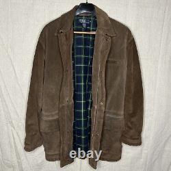 Vintage Polo Ralph Lauren Suede Leather Jacket Field Ranch Western Brown Size M