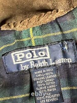 Vintage Polo Ralph Lauren Suede Leather Jacket Field Ranch Western Brown Size M