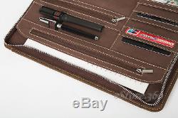 Vintage Portfolio Crazy Horse Leather Padfolio Compact Pad Organizer Case Holder