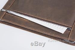 Vintage Portfolio Crazy Horse Leather Padfolio Compact Pad Organizer Case Holder