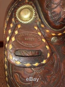 Vintage Price Mclaughlin Western Horse Saddle Leather Cowboy Riding Rare