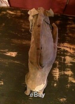Vintage Primitive Hand Stitched Leather Horse Statute / Rare / Unique