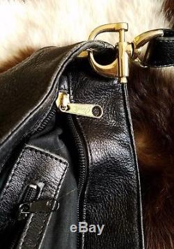 Vintage RARE Guidi Bag Black horse Leather Large Satchel Tote Bag gold hardwear