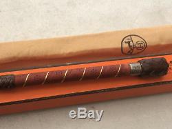 Vintage RARE Hermes whip Leather Horse Riding Crop Silver Plated Handle