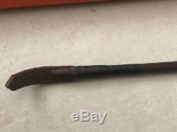 Vintage RARE Hermes whip Leather Horse Riding Crop Silver Plated Handle