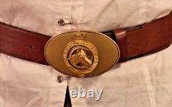 Vintage RARE Ralph Lauren Heavy Brass Horse Head Crown Buckle & Belt England