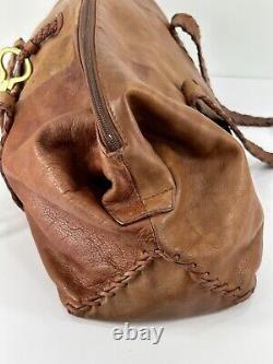 Vintage Ralph Lauren Brown Leather Shoulder Bag Tote Purse Gold Hook Full Zip