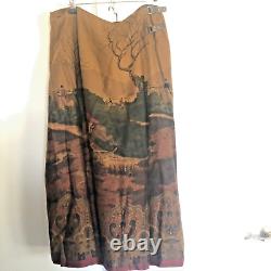 Vintage Ralph Lauren Equestrian Fox Hunt Wrap Maxi Skirt Wool Leather Sz 18W NEW