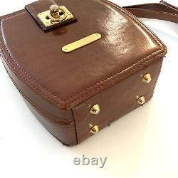 Vintage Ralph Lauren Polo Brown Leather Purse Crossbody Box Hardshell Bag