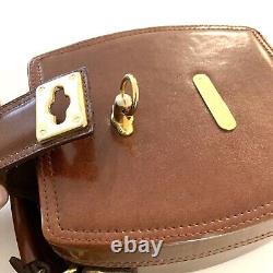 Vintage Ralph Lauren Polo Brown Leather Purse Crossbody Box Hardshell Bag