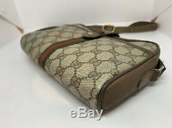 Vintage Rare Gucci 1970 s Crossbody Bag GG Monogram Pvc Web Stripe Flap