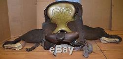 Vintage Red Ranger trail saddle hand tooled leather collectible Western horse