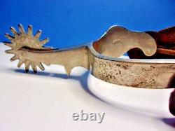 Vintage Ricardo Brass Horse Head Silver Spurs & Tooled Leather Straps Western