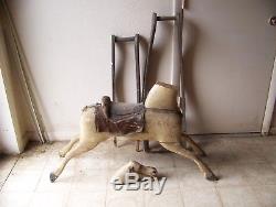 Vintage Rocking Horse Unrestored Leather Saddle