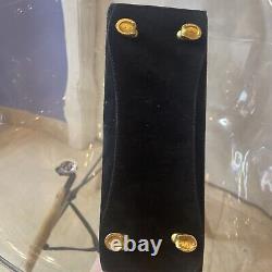 Vintage SISO Black Suede Handbag Purse Gold Tone Horse Hardware Made in Italy
