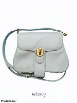 Vintage SISO White Leather Shoulder bag Purse Gold Tone Horse Made in Italy