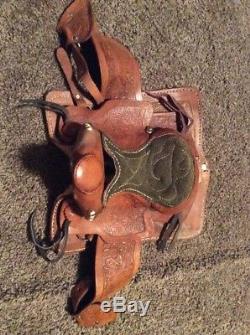 Vintage Saddle Antique Miniature Salesman Sample Horse Apache Leather Western