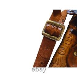Vintage Saddle Leather Purse fur lined top Horse Embossed